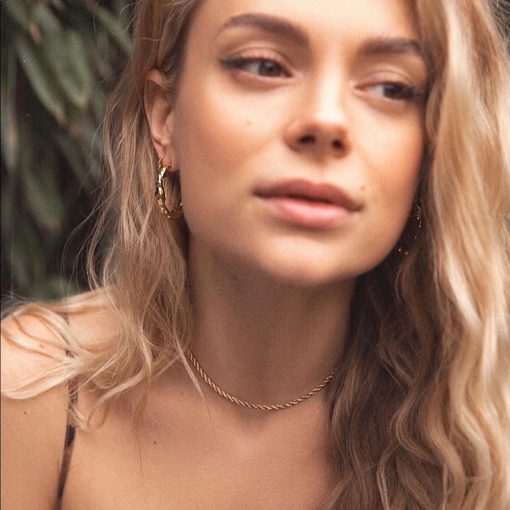 ✨18KT 3mm Solid Gold Rope chain choker necklace